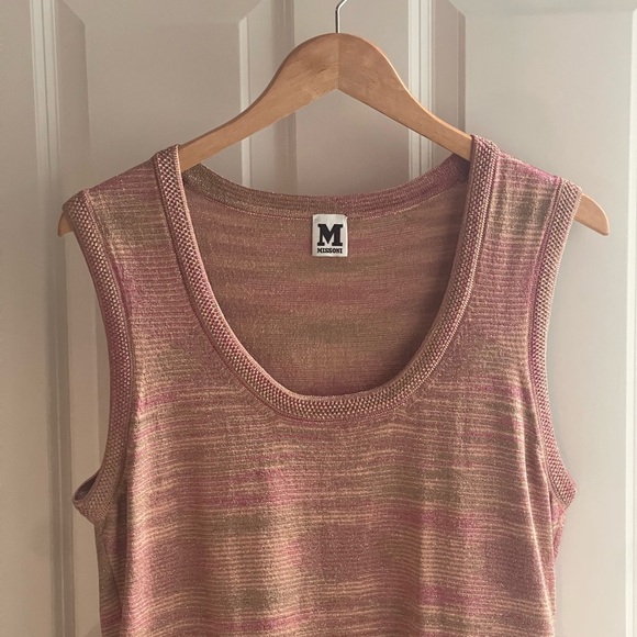 M Missoni Pink Multicolor Sleeveless Knit Sparkle Gold Threads Made in Italy 46 - Picture 3 of 8